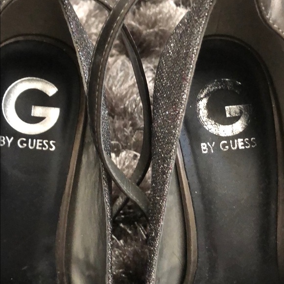 Guess Silver Sparkle Open Toe Hills - Picture 3 of 4